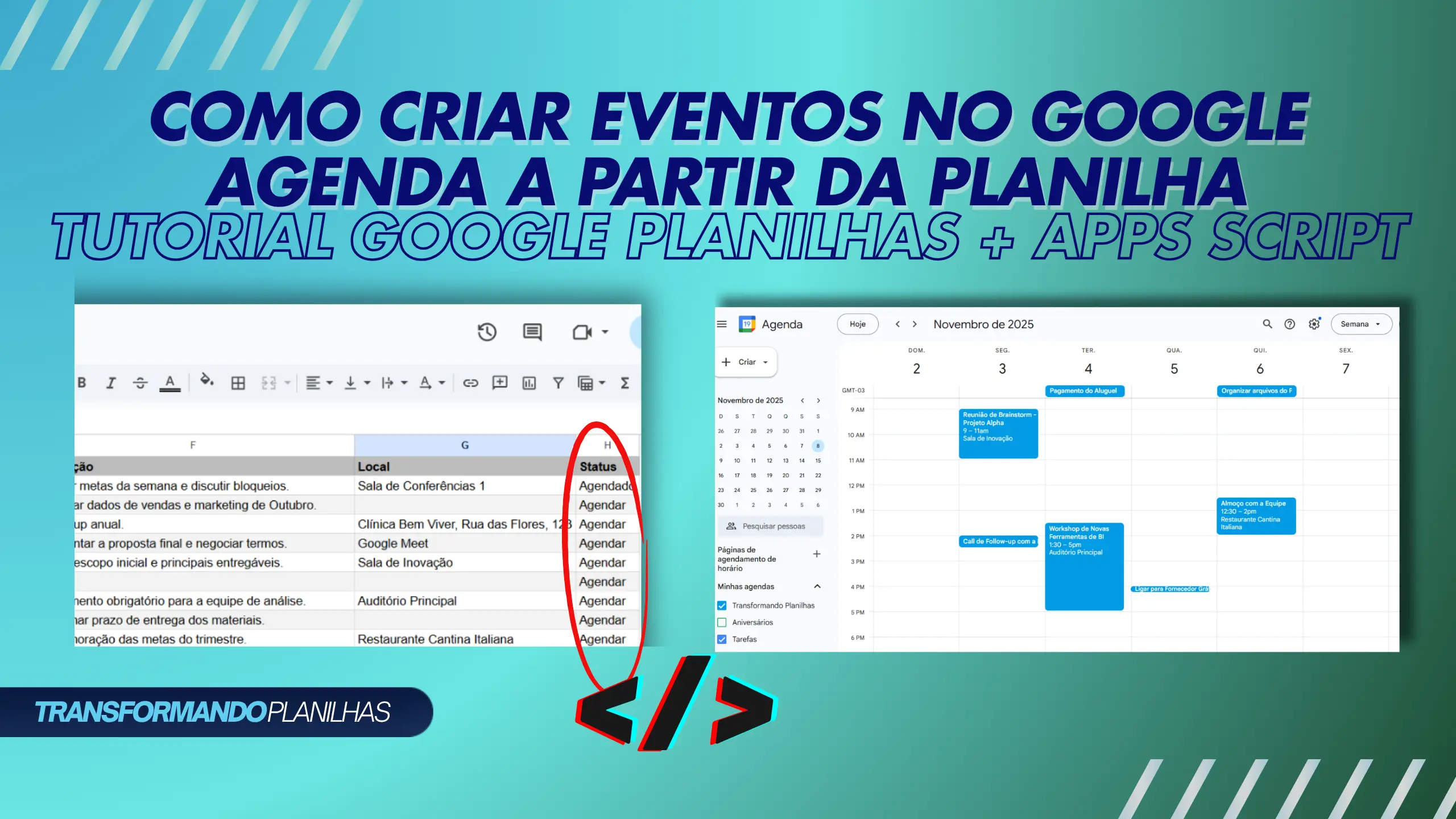 Como criar eventos no Google Agenda a partir da planilha